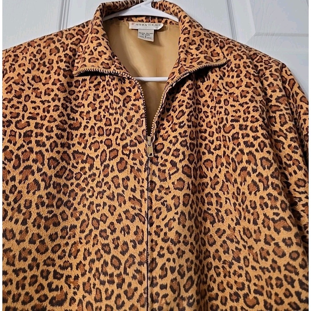 Ashlyn Kate Womans Zipup Leopard Jacket Size Large With Front Pocket - Picture 4 of 7